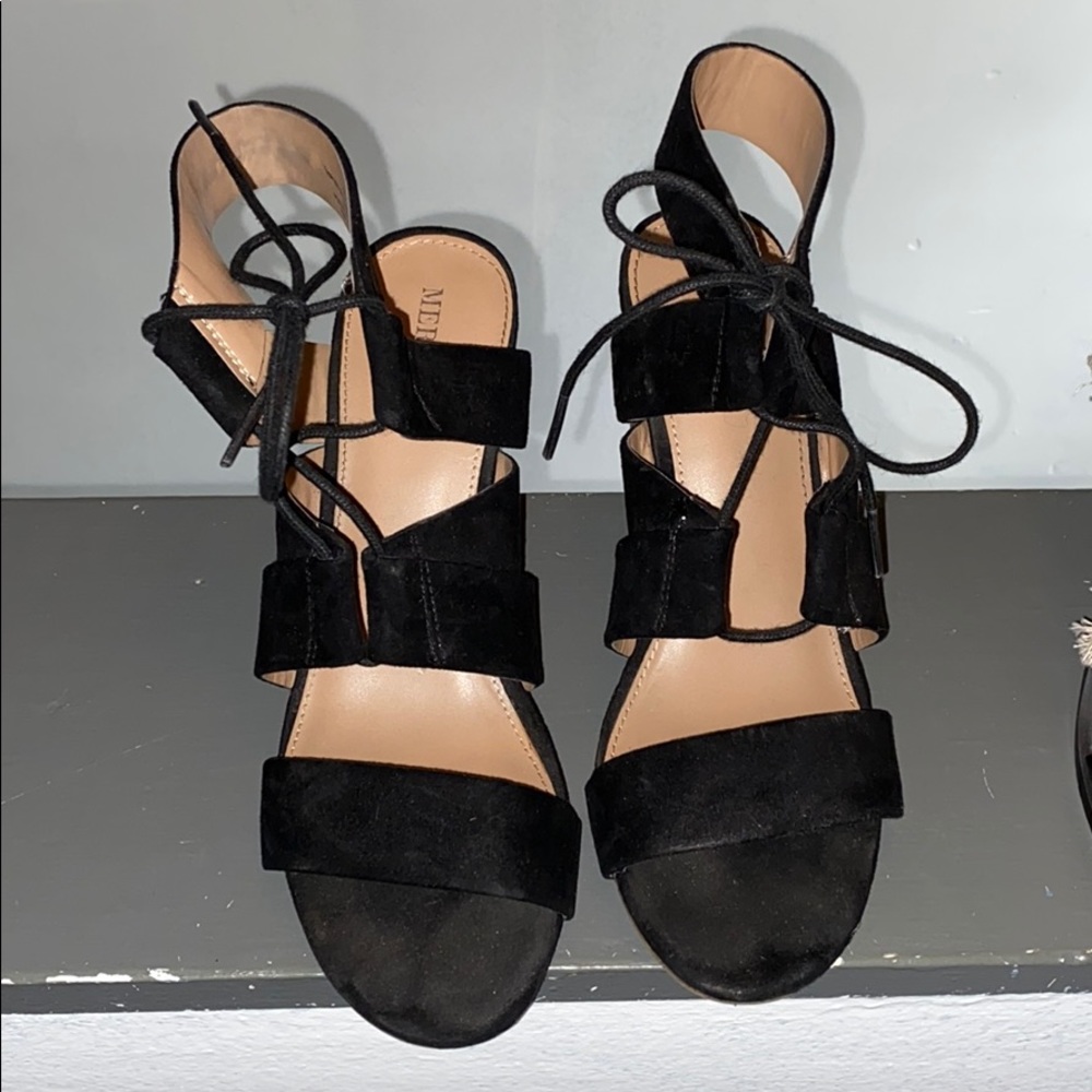 Lace up black heels